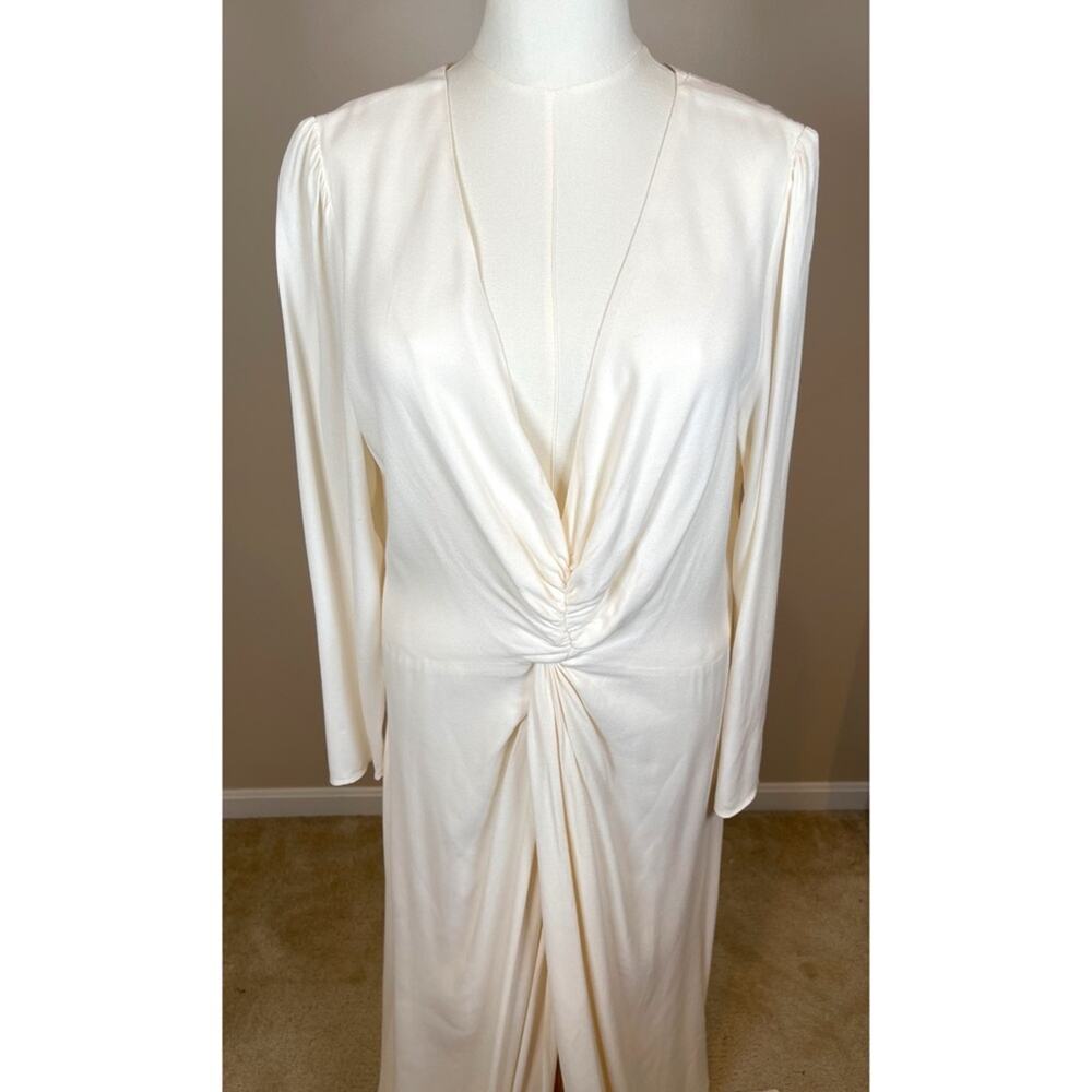 REFORMATION Gatsby Long Sleeve Plunging V Neckline Draped Maxi Dress Sz 16 - Picture 4 of 10